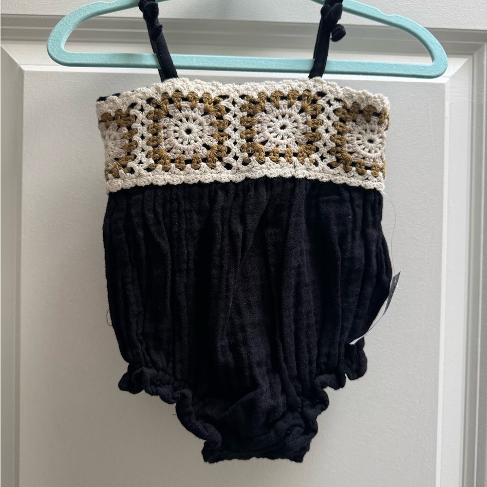 NWT Old Navy Black Crochet Baby Romper